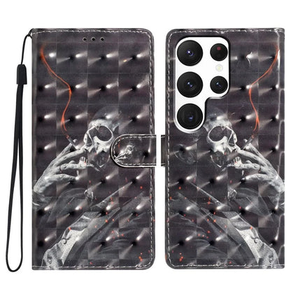 For Samsung Galaxy S22 Ultra 5G Leather Case 3D Pattern Printed Cellphone Stand Cover