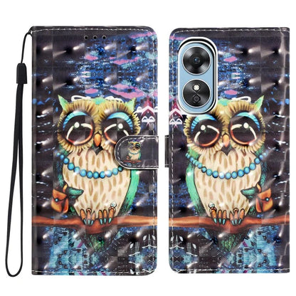 For Oppo A17 4G Leather Case 3D Pattern Printing Phone Cover with Wallet