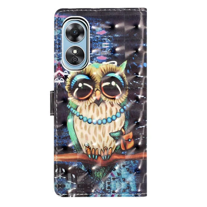 For Oppo A17 4G Leather Case 3D Pattern Printing Phone Cover with Wallet