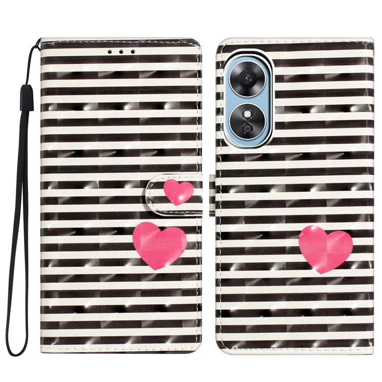For Oppo A17 4G Leather Case 3D Pattern Printing Phone Cover with Wallet