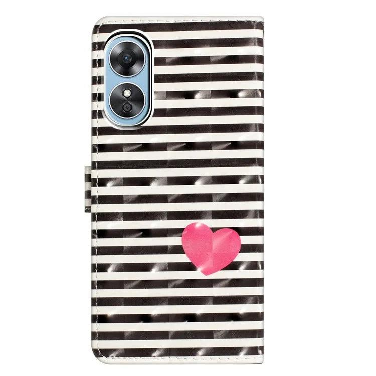 For Oppo A17 4G Leather Case 3D Pattern Printing Phone Cover with Wallet