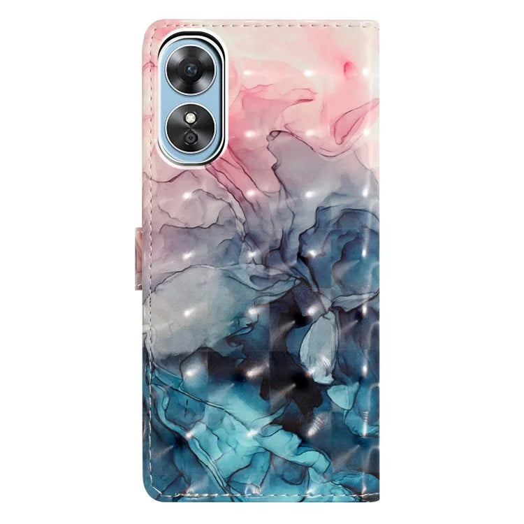 For Oppo A17 4G Leather Case 3D Pattern Printing Phone Cover with Wallet