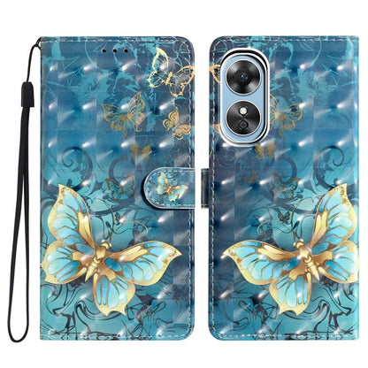 For Oppo A17 4G Leather Case 3D Pattern Printing Phone Cover with Wallet