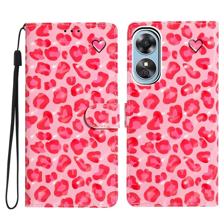 For Oppo A17 4G Leather Case 3D Pattern Printing Phone Cover with Wallet