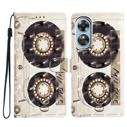 For Oppo A17 4G Leather Case 3D Pattern Printing Phone Cover with Wallet