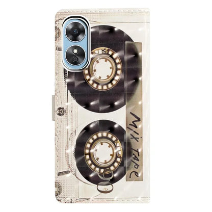 For Oppo A17 4G Leather Case 3D Pattern Printing Phone Cover with Wallet