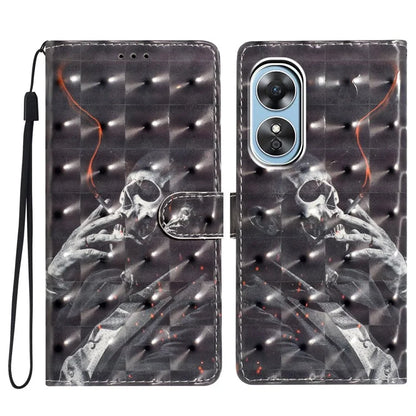 For Oppo A17 4G Leather Case 3D Pattern Printing Phone Cover with Wallet