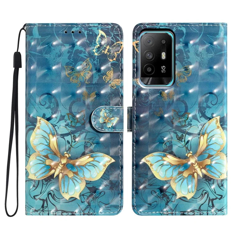 For Oppo A94 5G Case Wallet 3D Pattern Printing Leather Stand Cover