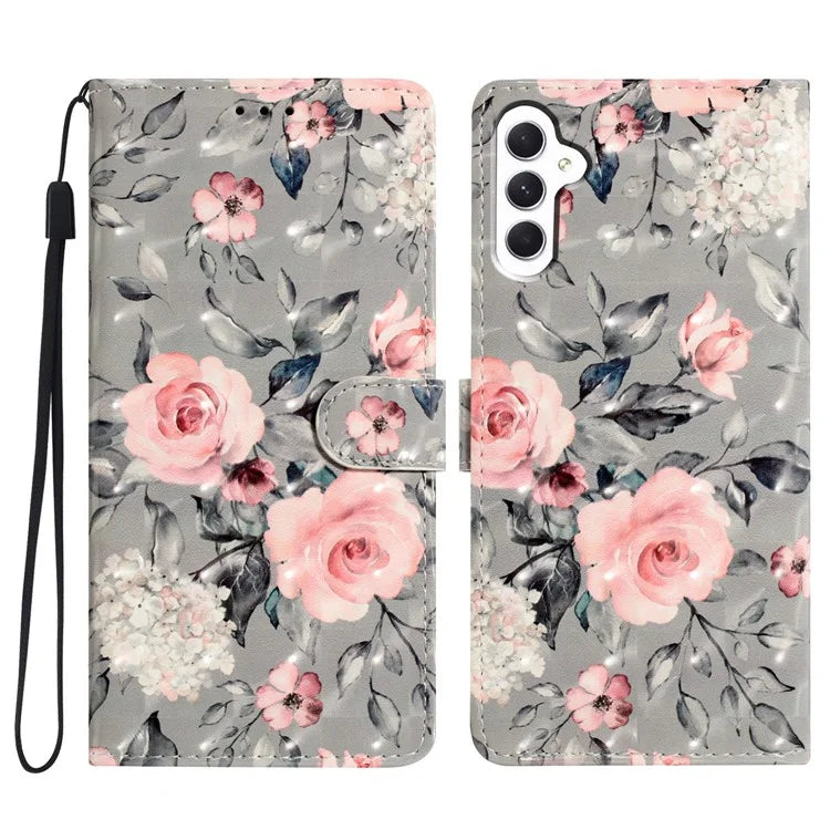 For Samsung Galaxy A24 4G (162.1 x 77.6 x 8.3mm) Case Wallet PU Leather 3D Pattern Cover