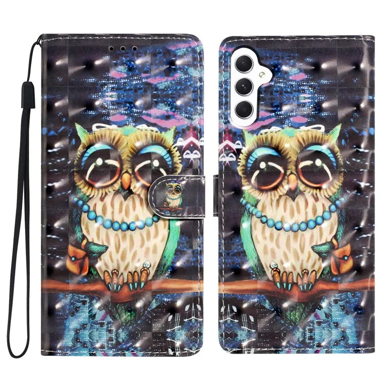 For Samsung Galaxy A24 4G (162.1 x 77.6 x 8.3mm) Case Wallet PU Leather 3D Pattern Cover