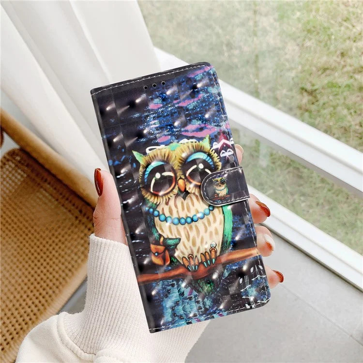 For Samsung Galaxy A04e 4G Case PU Leather 3D Pattern Stand Flip Phone Cover