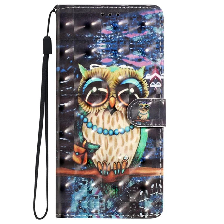 For Samsung Galaxy A04e 4G Case PU Leather 3D Pattern Stand Flip Phone Cover