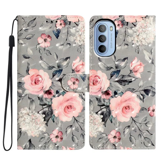 For Motorola Moto G52 4G Case PU Leather 3D Pattern Flip Shockproof Phone Cover