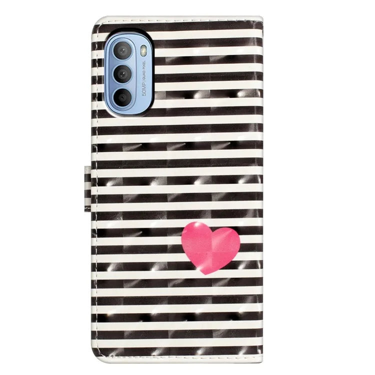 For Motorola Moto G52 4G Case PU Leather 3D Pattern Flip Shockproof Phone Cover