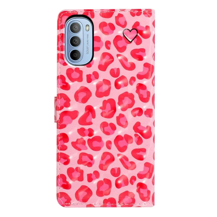 For Motorola Moto G52 4G Case PU Leather 3D Pattern Flip Shockproof Phone Cover