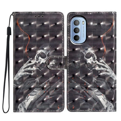 For Motorola Moto G52 4G Case PU Leather 3D Pattern Flip Shockproof Phone Cover