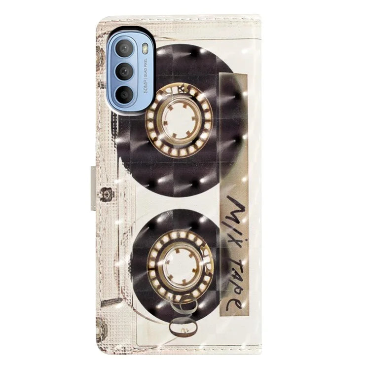 For Motorola Moto G52 4G Case PU Leather 3D Pattern Flip Shockproof Phone Cover