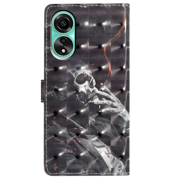 For Oppo A78 4G Case PU Leather Magnetic Closure 3D Pattern Phone Cover