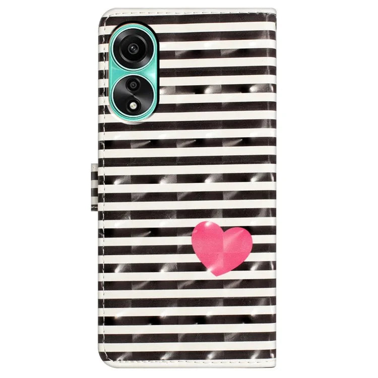 For Oppo A78 4G Case PU Leather Magnetic Closure 3D Pattern Phone Cover