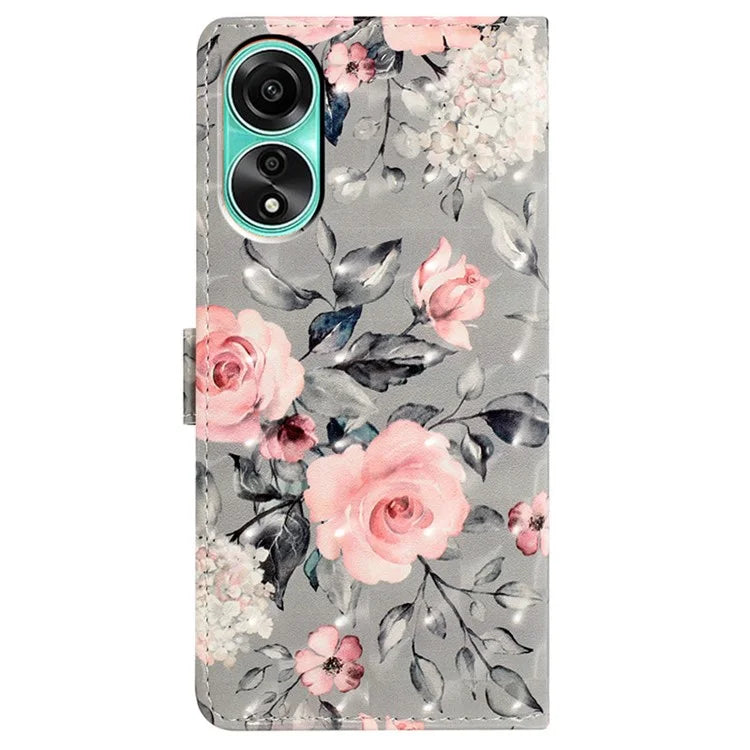For Oppo A78 4G Case PU Leather Magnetic Closure 3D Pattern Phone Cover