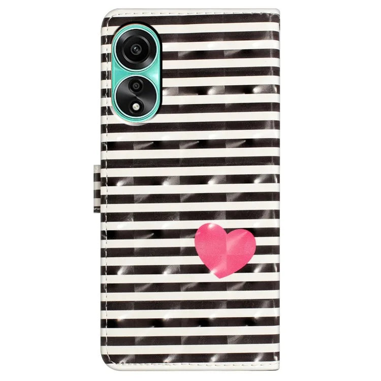 For Oppo A58 4G Case 3D Pattern PU Leather Flip Protective Phone Cover