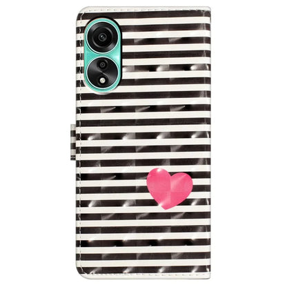 For Oppo A58 4G Case 3D Pattern PU Leather Flip Protective Phone Cover