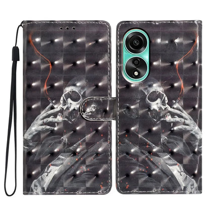 For Oppo A58 4G Case 3D Pattern PU Leather Flip Protective Phone Cover