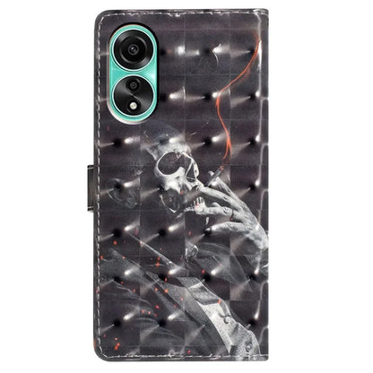 For Oppo A58 4G Case 3D Pattern PU Leather Flip Protective Phone Cover