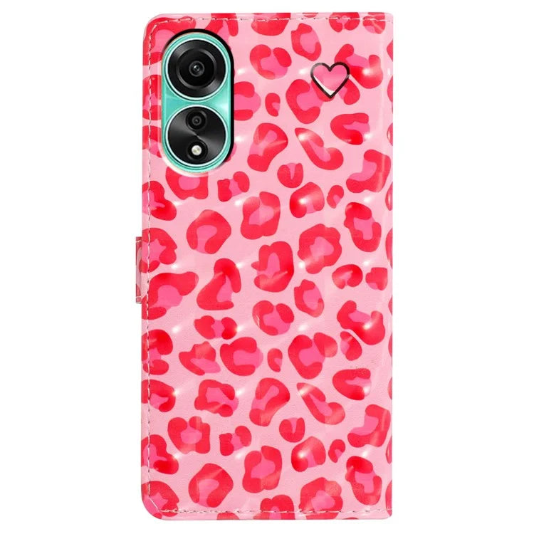 For Oppo A58 4G Case 3D Pattern PU Leather Flip Protective Phone Cover