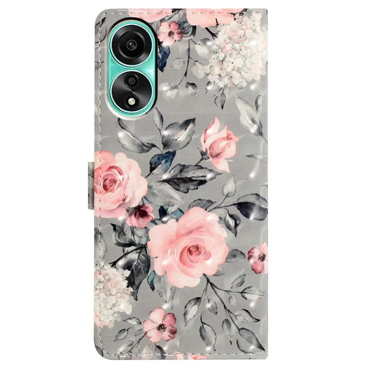 For Oppo A58 4G Case 3D Pattern PU Leather Flip Protective Phone Cover