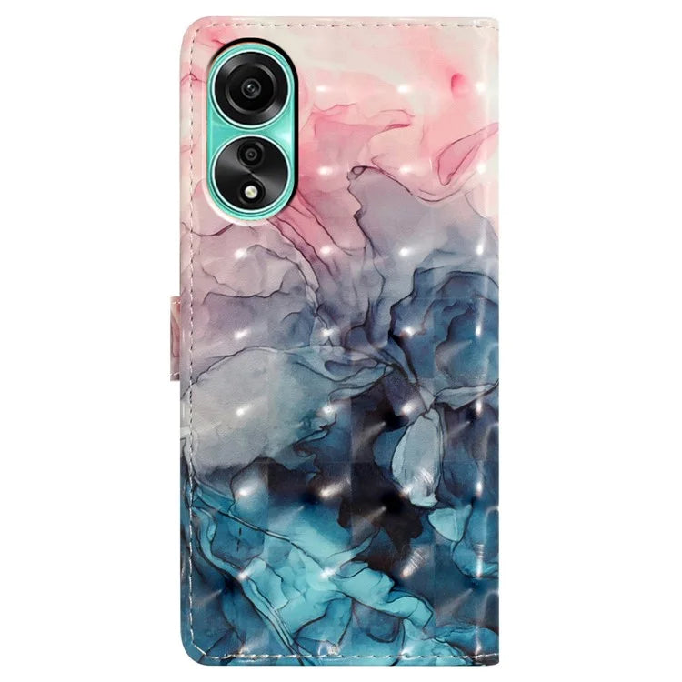For Oppo A58 4G Case 3D Pattern PU Leather Flip Protective Phone Cover