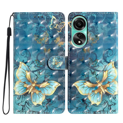 For Oppo A58 4G Case 3D Pattern PU Leather Flip Protective Phone Cover