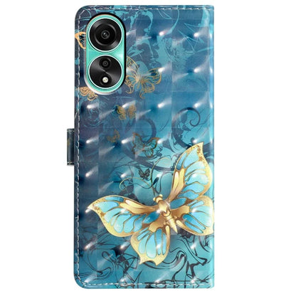 For Oppo A58 4G Case 3D Pattern PU Leather Flip Protective Phone Cover