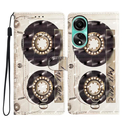 For Oppo A58 4G Case 3D Pattern PU Leather Flip Protective Phone Cover