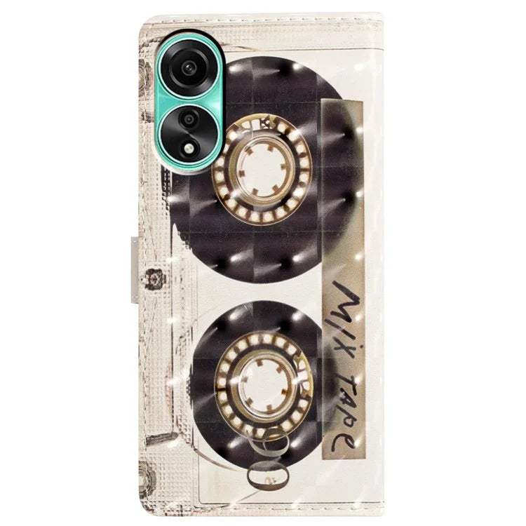 For Oppo A58 4G Case 3D Pattern PU Leather Flip Protective Phone Cover