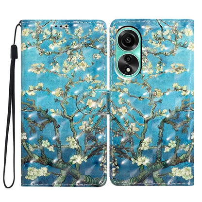 For Oppo A58 4G Case 3D Pattern PU Leather Flip Protective Phone Cover