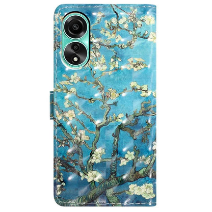 For Oppo A58 4G Case 3D Pattern PU Leather Flip Protective Phone Cover
