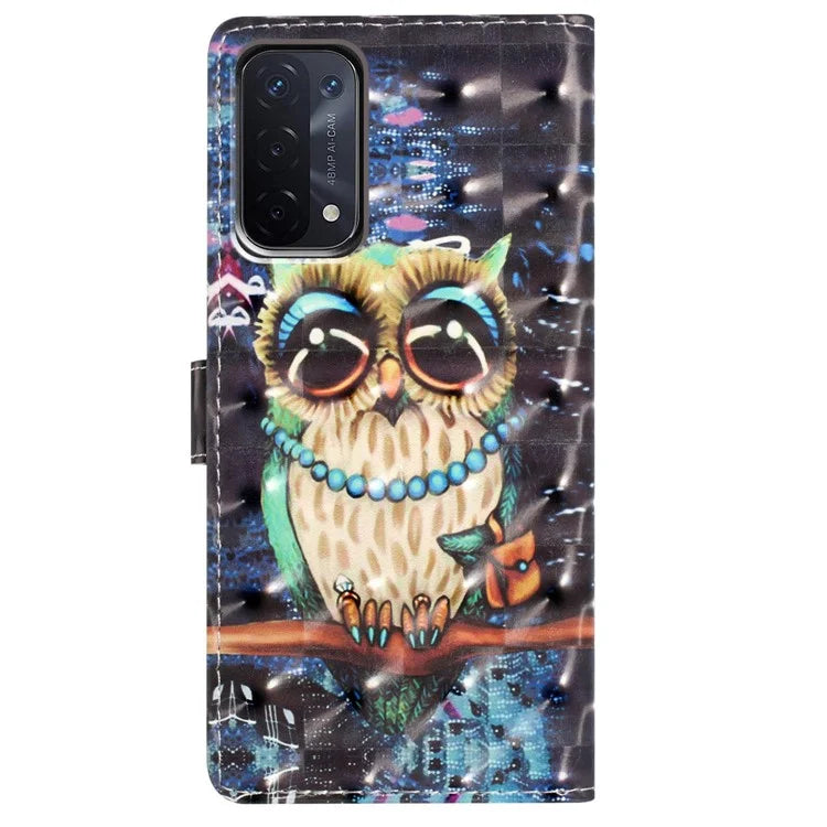 For Oppo A54 5G / A74 5G / A93 5G Case PU Leather 3D Pattern Wallet Phone Cover