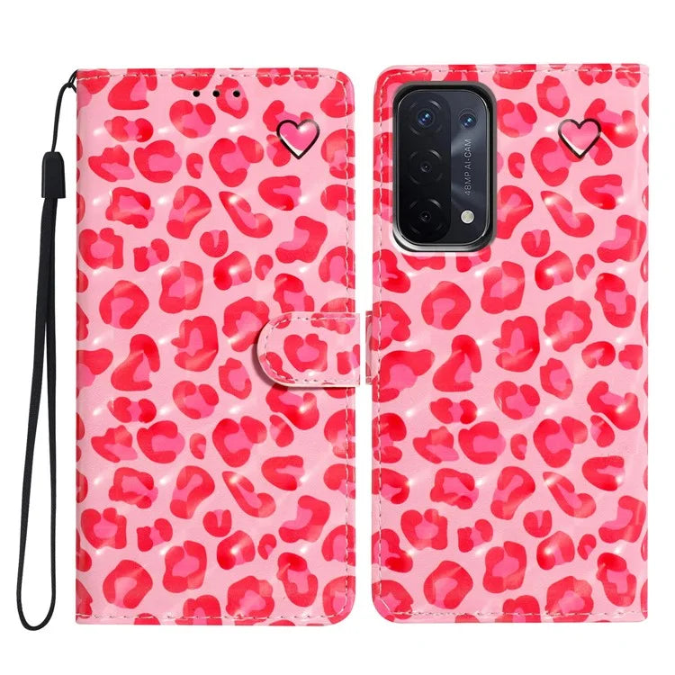 For Oppo A54 5G / A74 5G / A93 5G Case PU Leather 3D Pattern Wallet Phone Cover