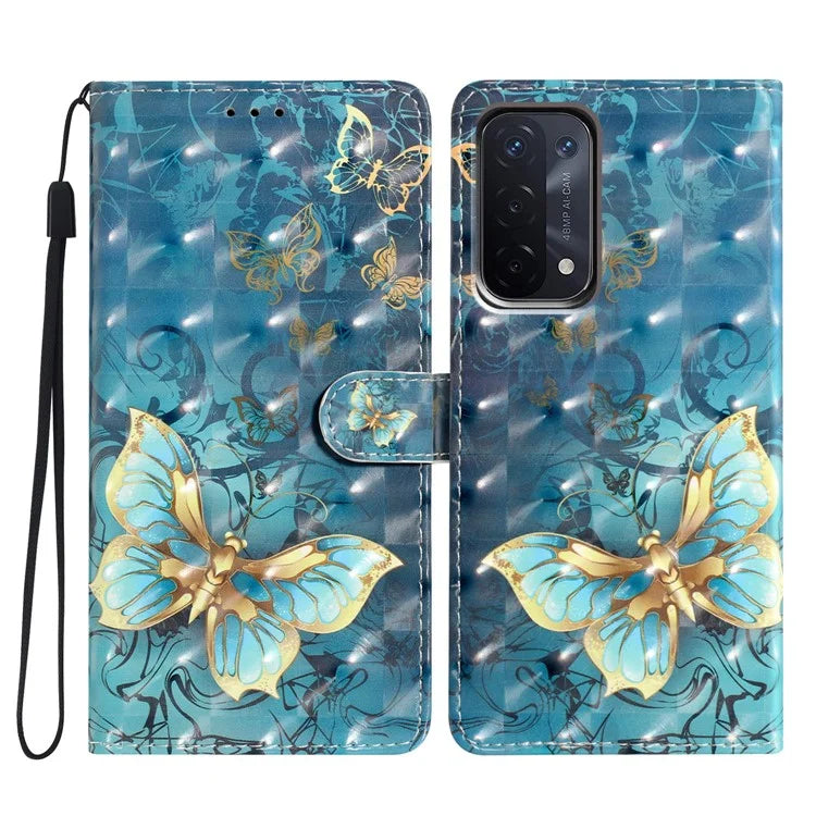 For Oppo A54 5G / A74 5G / A93 5G Case PU Leather 3D Pattern Wallet Phone Cover