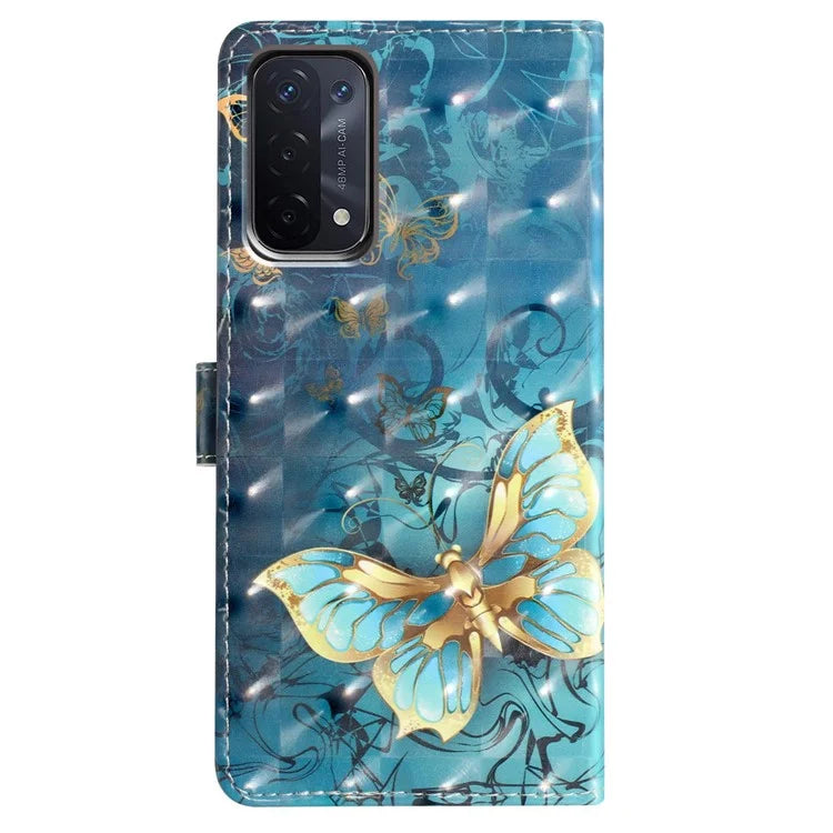 For Oppo A54 5G / A74 5G / A93 5G Case PU Leather 3D Pattern Wallet Phone Cover