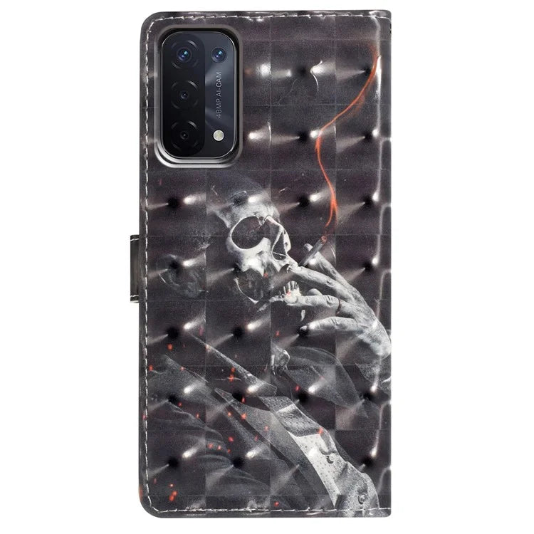 For Oppo A54 5G / A74 5G / A93 5G Case PU Leather 3D Pattern Wallet Phone Cover