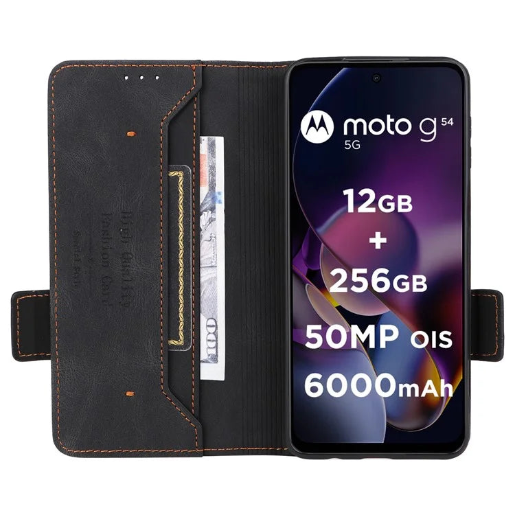 For Motorola Moto G54 5G Case PU Leather Wallet Hardware Decor Cover