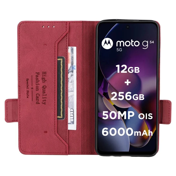 For Motorola Moto G54 5G Case PU Leather Wallet Hardware Decor Cover