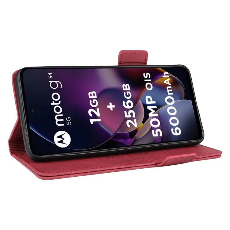 For Motorola Moto G54 5G Case PU Leather Wallet Hardware Decor Cover