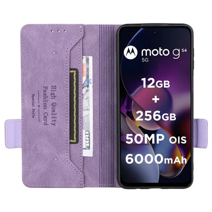 For Motorola Moto G54 5G Case PU Leather Wallet Hardware Decor Cover