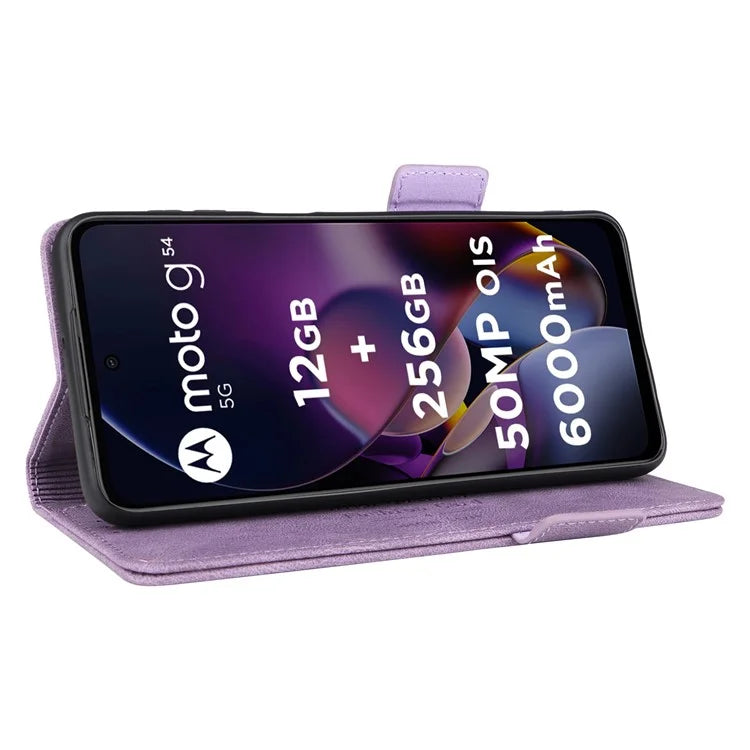 For Motorola Moto G54 5G Case PU Leather Wallet Hardware Decor Cover