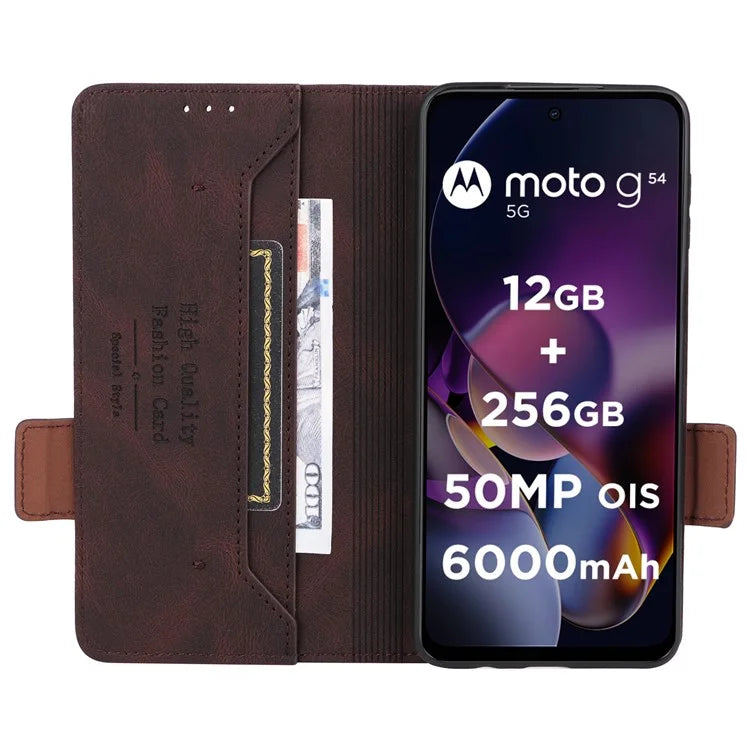For Motorola Moto G54 5G Case PU Leather Wallet Hardware Decor Cover