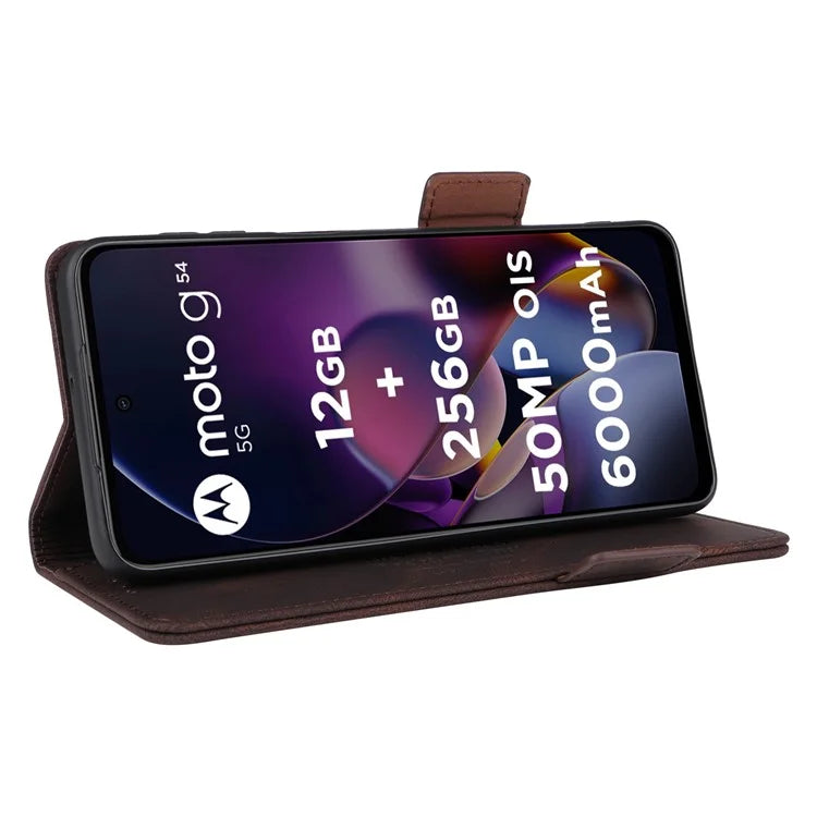 For Motorola Moto G54 5G Case PU Leather Wallet Hardware Decor Cover