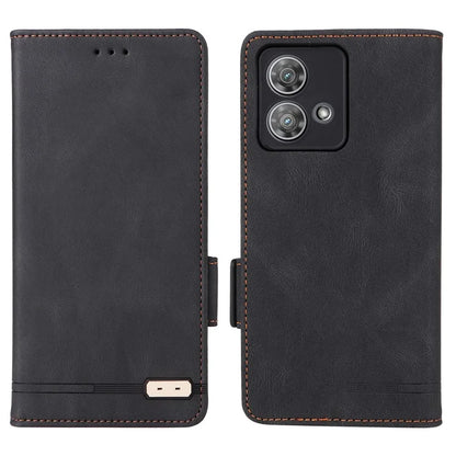 For Motorola Edge 40 Neo 5G Case PU Leather Wallet Cover with Hardware Decor
